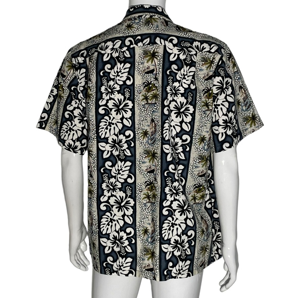 Vintage Hawaiian Shirt Men Size XLarge Made In Hawaii Aloha Tower Cruise Flower - Picture 3 of 10